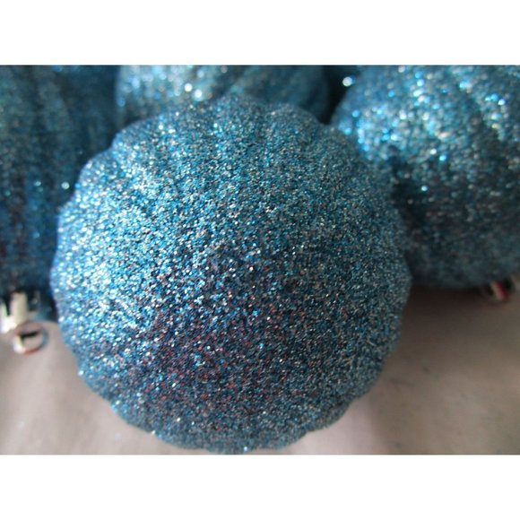 Shatterproof Sky Blue Glitter Ornaments Smooth Ribbed Eight GUC - Picture 5 of 11